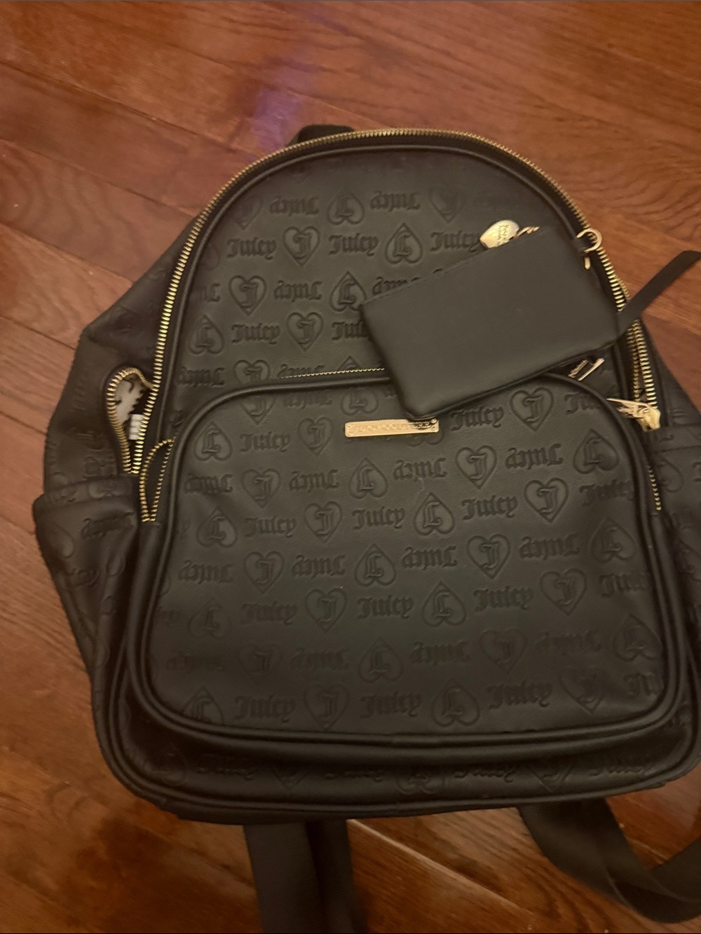 Juicy Couture Black Mini Logo Backpack with Pouch